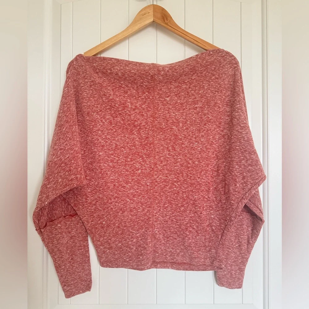 Free People We The Free Valencia Dolman Top Off Shoulder Heathered Red Pink XS